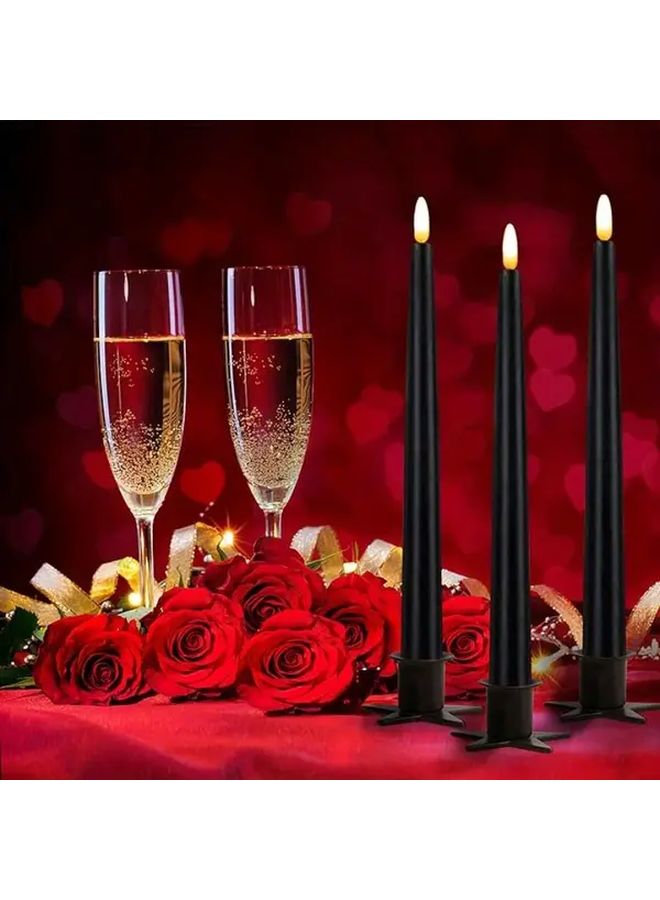 12 Pack Black Flameless LED Candlesticks Remote Control Battery Powered Non Flickering Home Decor - Image 2