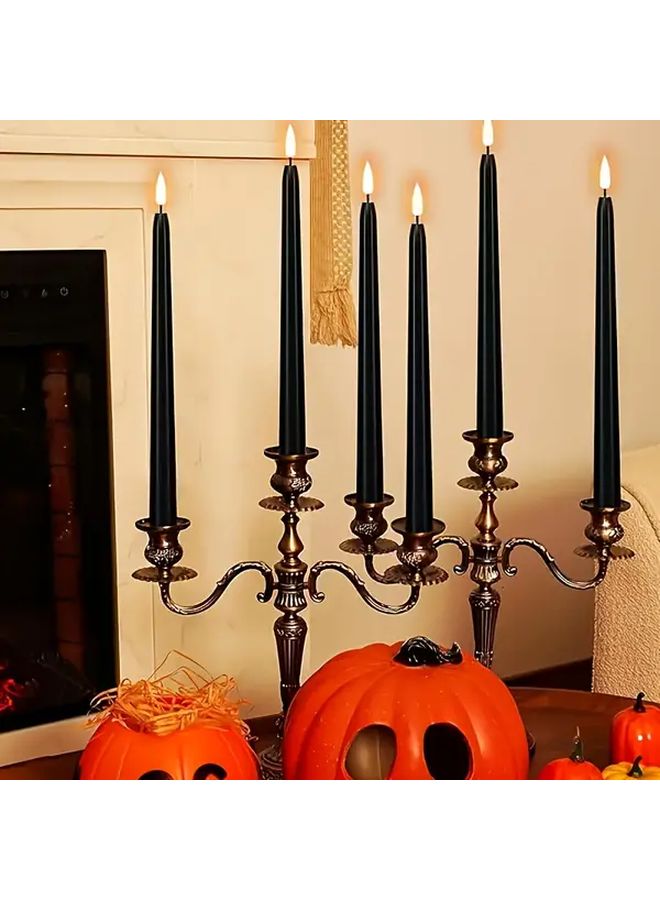 12 Pack Black Flameless LED Candlesticks Remote Control Battery Powered Non Flickering Home Decor - Image 1
