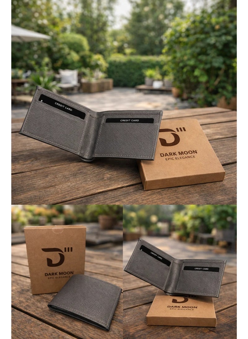 Dark Moon Grey Genuine Leather Wallet - Image 1