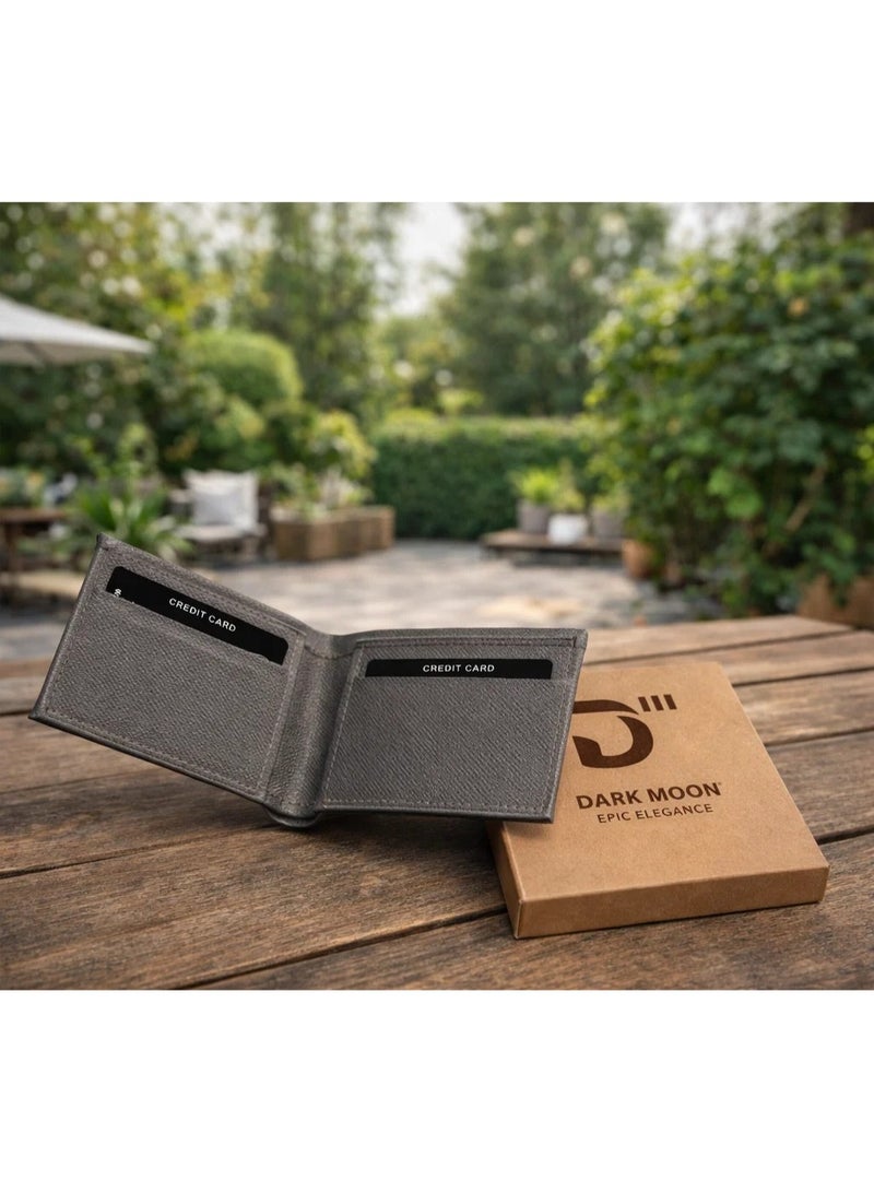 Dark Moon Grey Genuine Leather Wallet - Image 4
