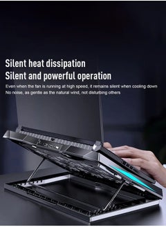 LOOPITYS 2-in-1 Laptop Cooling Stand with Adjustable Speeds, 6 Quiet Fans for Fast Cooling, Built-in Stand Feature, Height Adjustment in 6 Levels - USB Powered, Compatible with Notebooks Up to 18 Inches  - Image 4