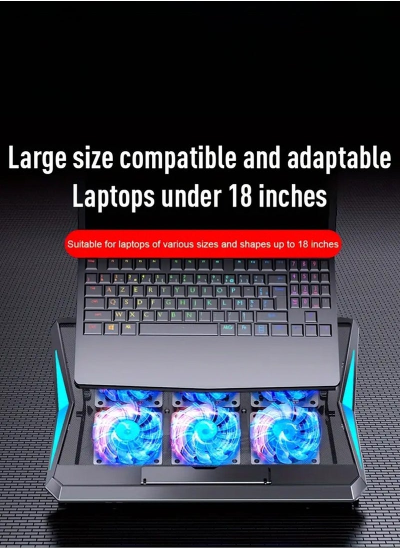LOOPITYS - 2-in-1 Laptop Cooling Stand with Adjustable Speeds, 6 Quiet Fans for Fast Cooling, Built-in Stand Feature, Height Adjustment in 6 Levels - USB Powered, Compatible with Notebooks Up to 18 Inches - Image 1