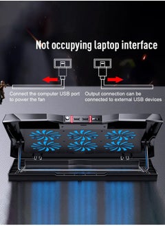 LOOPITYS 2-in-1 Laptop Cooling Stand with Adjustable Speeds, 6 Quiet Fans for Fast Cooling, Built-in Stand Feature, Height Adjustment in 6 Levels - USB Powered, Compatible with Notebooks Up to 18 Inches  - Image 3
