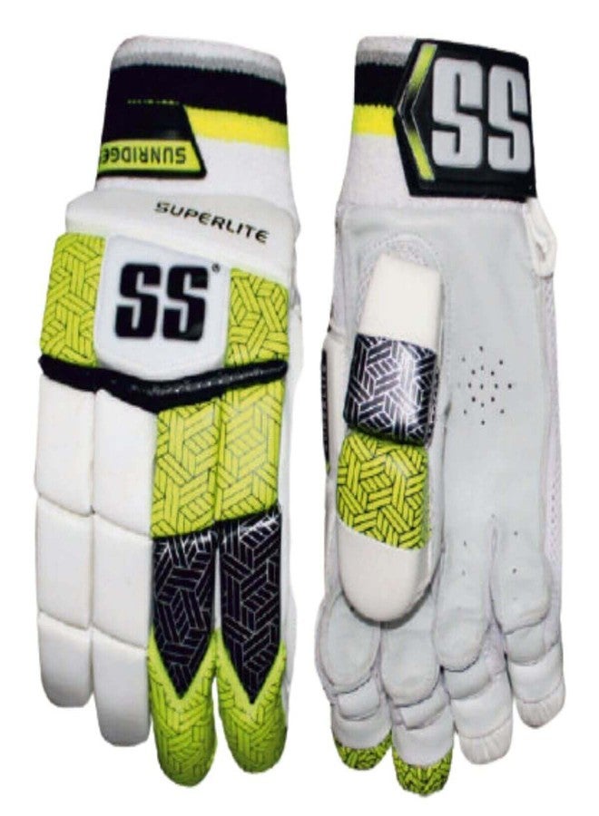 SS Superlite Cricket Batting Gloves - Men Right-Hand | Sheep Leather Palm, Lightweight Design with Fiber Inserts for Extra Protection