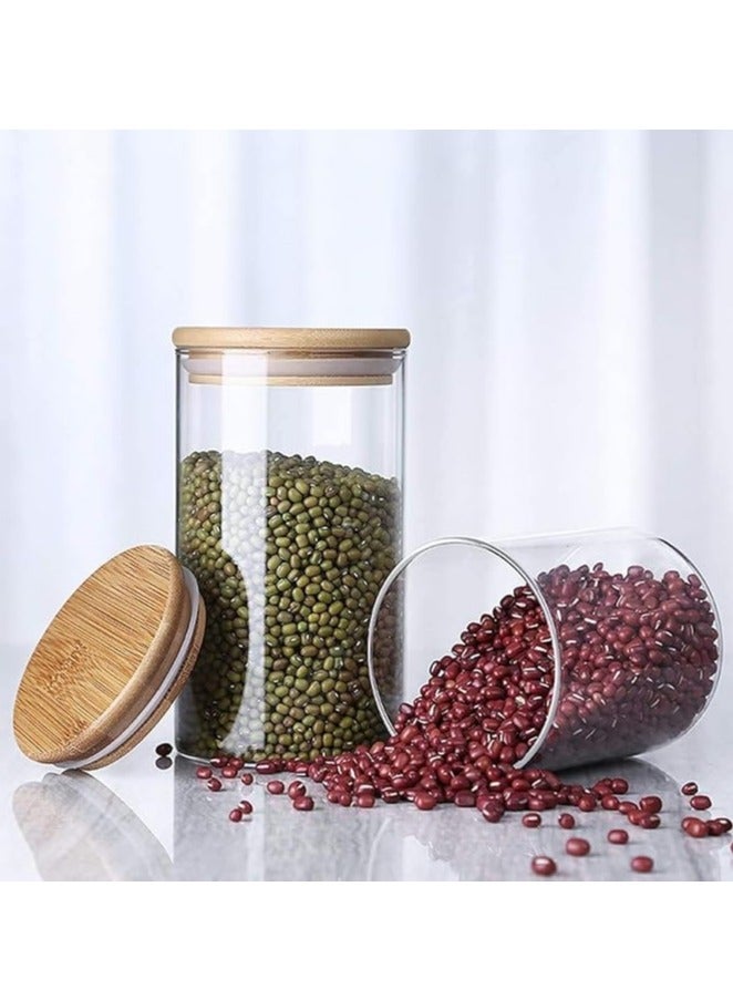 هوم زون هوم زون مجموعة من 3 البرطمانات الزجاجية مع أغطية من الخيزران لتقديم توابل القهوة والشاي وأكثر من ذلك بسعة 750 مل/25.36 اونصة - Image 4