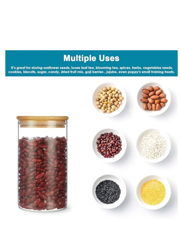 هوم زون هوم زون مجموعة من 3 البرطمانات الزجاجية مع أغطية من الخيزران لتقديم توابل القهوة والشاي وأكثر من ذلك بسعة 750 مل/25.36 اونصة - Image 5