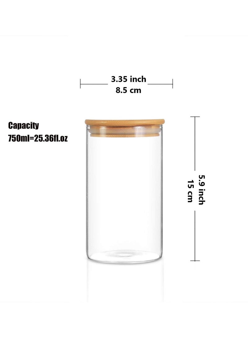 هوم زون هوم زون مجموعة من 3 البرطمانات الزجاجية مع أغطية من الخيزران لتقديم توابل القهوة والشاي وأكثر من ذلك بسعة 750 مل/25.36 اونصة - Image 3