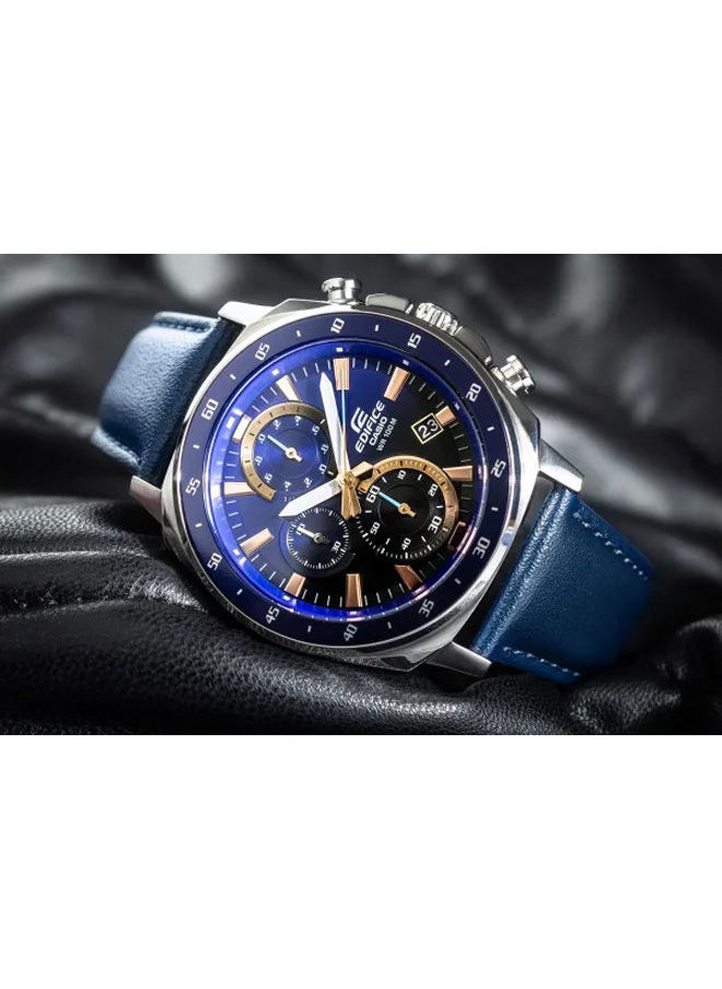 EDIFICE CASIO - Leather Chronograph Watch EFV-600L-2AVUDF - Image 1