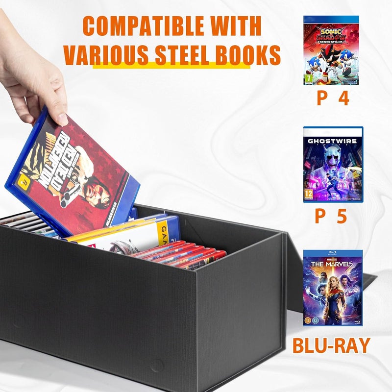 tutata Video Game Storage Box Compatible with PS5 PS4 PS3 games, XBOX1 games, Magnetic Video Game Box Protector Case, Store Up to 20 Cases – 1 Pack - Image 4