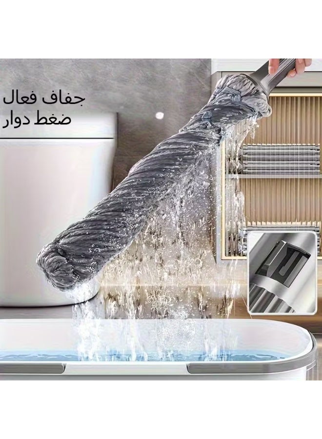 ممسحة ذاتية العصر بمقبض معدني متين – نظام عصر سهل من الفولاذ المقاوم للصدأ والبلاستيك، مناسبة للأرضيات الرطبة والجافة وأرضيات الفينيل في الحمام - Image 4