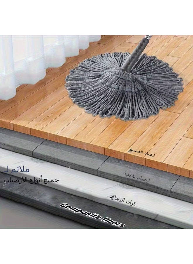 ممسحة ذاتية العصر بمقبض معدني متين – نظام عصر سهل من الفولاذ المقاوم للصدأ والبلاستيك، مناسبة للأرضيات الرطبة والجافة وأرضيات الفينيل في الحمام - Image 3