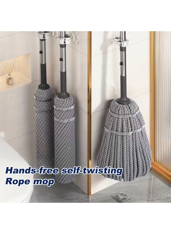 ممسحة ذاتية العصر بمقبض معدني متين – نظام عصر سهل من الفولاذ المقاوم للصدأ والبلاستيك، مناسبة للأرضيات الرطبة والجافة وأرضيات الفينيل في الحمام - Image 1