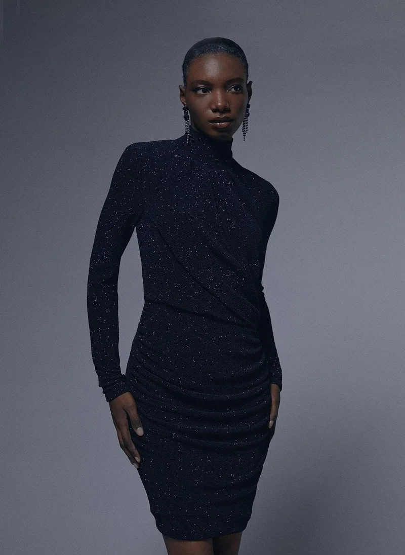 Lola Casademunt Draped dress with shoulder pads detail