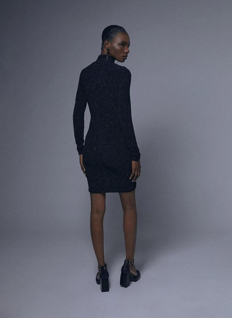 Lola Casademunt Draped dress with shoulder pads detail