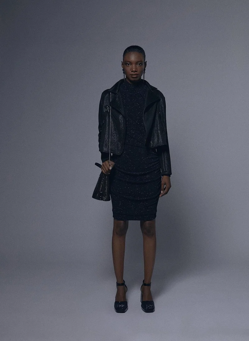 Lola Casademunt Draped dress with shoulder pads detail