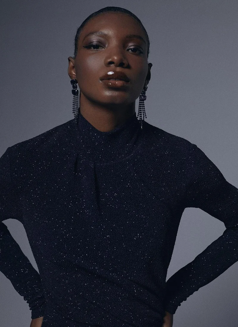 Lola Casademunt Draped dress with shoulder pads detail