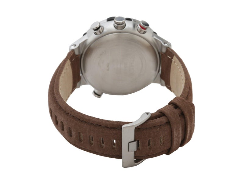 Timex Men's T2N721 Intelligent Quartz Compass Tide Temperature Silver Case Brown Strap Watch - Image 3