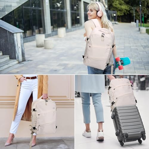 HOMIEE Travel Backpack 18x14x8 Spirit Airlines Personal Item Bag, Carry on Luggage Underseat Flight Approved Weekender College Bag Fits 15.6 Inch Laptop, Beige - Image 3
