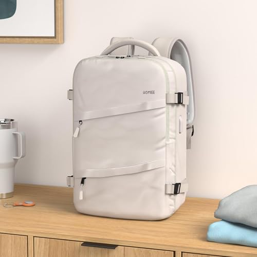 HOMIEE Travel Backpack 18x14x8 Spirit Airlines Personal Item Bag, Carry on Luggage Underseat Flight Approved Weekender College Bag Fits 15.6 Inch Laptop, Beige - Image 2