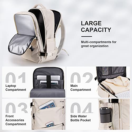 HOMIEE Travel Backpack 18x14x8 Spirit Airlines Personal Item Bag, Carry on Luggage Underseat Flight Approved Weekender College Bag Fits 15.6 Inch Laptop, Beige - Image 5