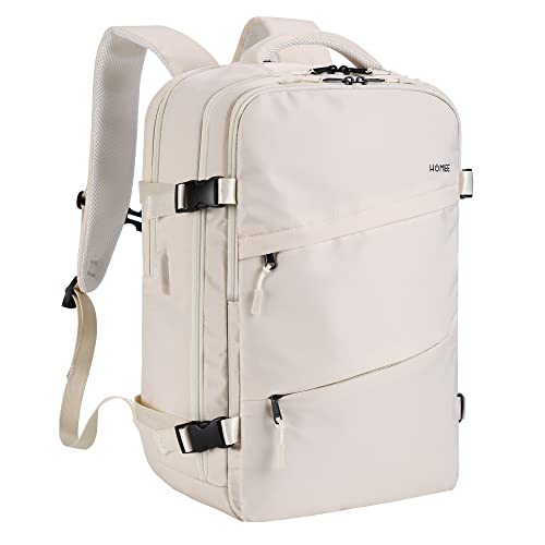 HOMIEE Travel Backpack 18x14x8 Spirit Airlines Personal Item Bag, Carry on Luggage Underseat Flight Approved Weekender College Bag Fits 15.6 Inch Laptop, Beige - Image 1