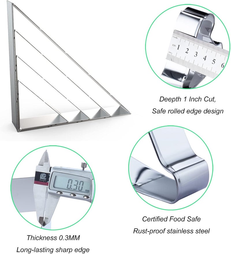 QAAQS 45/90 Degree Triangle Cookie Cutter Set - 5 inch, 4 inch, 3 inch, 2 inch - Half Square Right Angle Triangle Geometric Frame Plaque Cookie Cutters Shapes Molds - Stainless Steel - Image 3