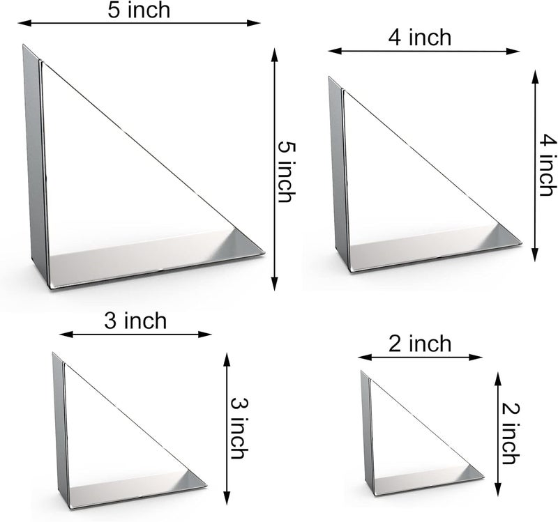 QAAQS 45/90 Degree Triangle Cookie Cutter Set - 5 inch, 4 inch, 3 inch, 2 inch - Half Square Right Angle Triangle Geometric Frame Plaque Cookie Cutters Shapes Molds - Stainless Steel - Image 2