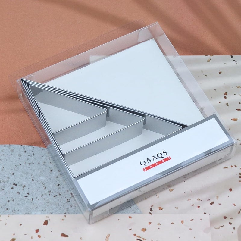 QAAQS 45/90 Degree Triangle Cookie Cutter Set - 5 inch, 4 inch, 3 inch, 2 inch - Half Square Right Angle Triangle Geometric Frame Plaque Cookie Cutters Shapes Molds - Stainless Steel - Image 5