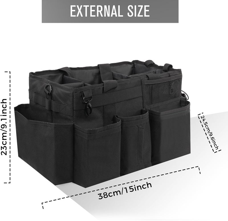 SCAVATA Wearable Cleaning Caddy, Cleaning Caddy Supplies Organizer with Handle & Shoulder Straps for Housekeepers, Under Sink & Car Cleaning Tool Organizers Bag with 4 Foldable Divider (Black) - Image 5