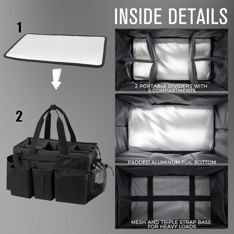 SCAVATA Wearable Cleaning Caddy, Cleaning Caddy Supplies Organizer with Handle & Shoulder Straps for Housekeepers, Under Sink & Car Cleaning Tool Organizers Bag with 4 Foldable Divider (Black) - Image 4
