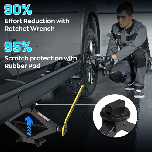 IMAYCC 2.5 Ton Car Jack Designed for Mercedes Benz, Scissor Jack for Benz Vehicle with 2PCS Jack Pad, Tire Changing Kit Compatible with Mercedes Benz A B C E R S Class CLA CLC CLK GL GLA G GLE GLC M - Image 4