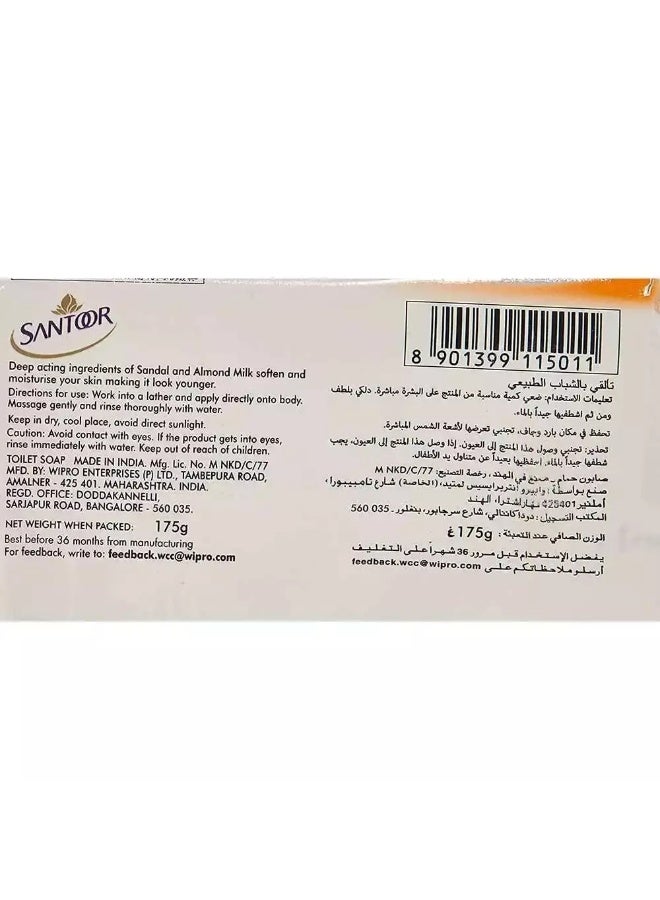 Santoor صابون سانتور بالخشب العطري وحليب اللوز 175 جرام عبوة من 4 قطع - Image 3