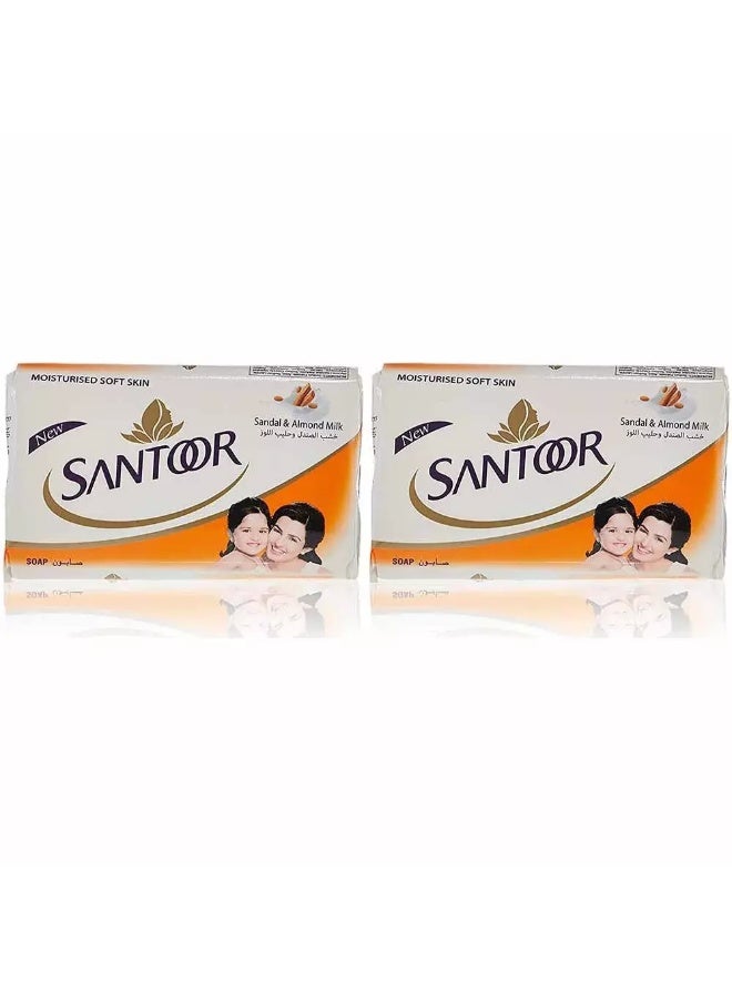 Santoor صابون سانتور بالخشب العطري وحليب اللوز 175 جرام عبوة من 4 قطع - Image 2