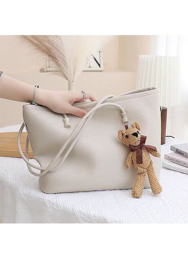JCB CHIC Shoulder Bags for Women，PU Leather Tote Crossbody Bag Soft Large Capacity，Fashionable Travel Shoulder Bag  Tote Handbag  Weekender Bag Shopper Handbag Travel Purse(230 White)  - Image 3