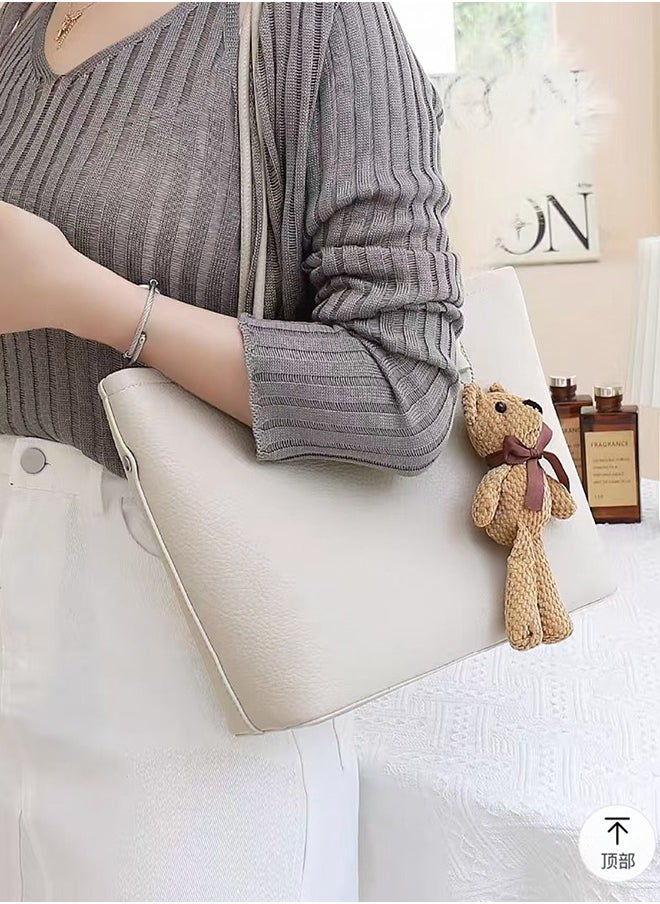 JCB CHIC Shoulder Bags for Women，PU Leather Tote Crossbody Bag Soft Large Capacity，Fashionable Travel Shoulder Bag  Tote Handbag  Weekender Bag Shopper Handbag Travel Purse(230 White)  - Image 1