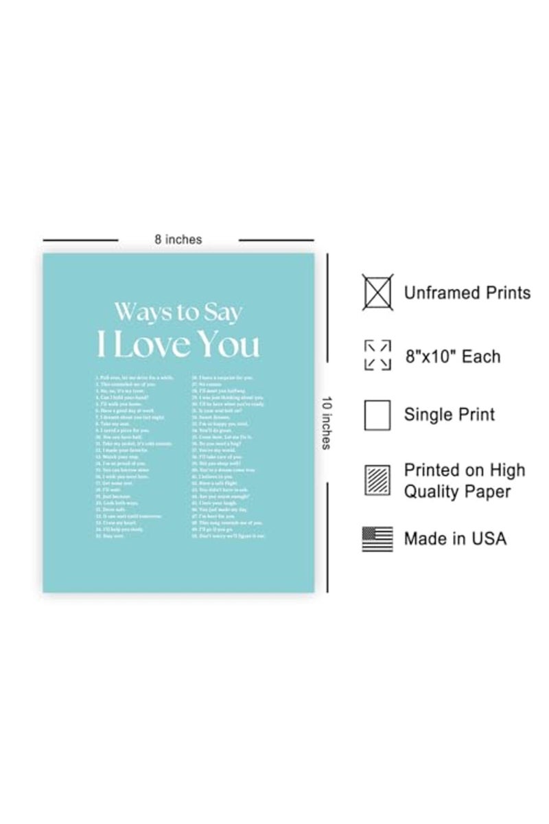 Poster Master Ways To Say I Love You Poster - Motivational Print - Valentine's Day Art - Positive Quote Art - Love Art - Blue Typography Art - Romantic Living Room Wall Decor - 8x10 UNFRAMED Wall Art - Image 2