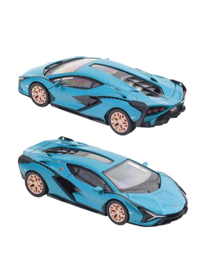 PosterCars 1:64 Scale Lamborghini Sián FKP 37 Blu Uranus Hypercar – League Collection No. 8 Diecast Model Car - Image 2