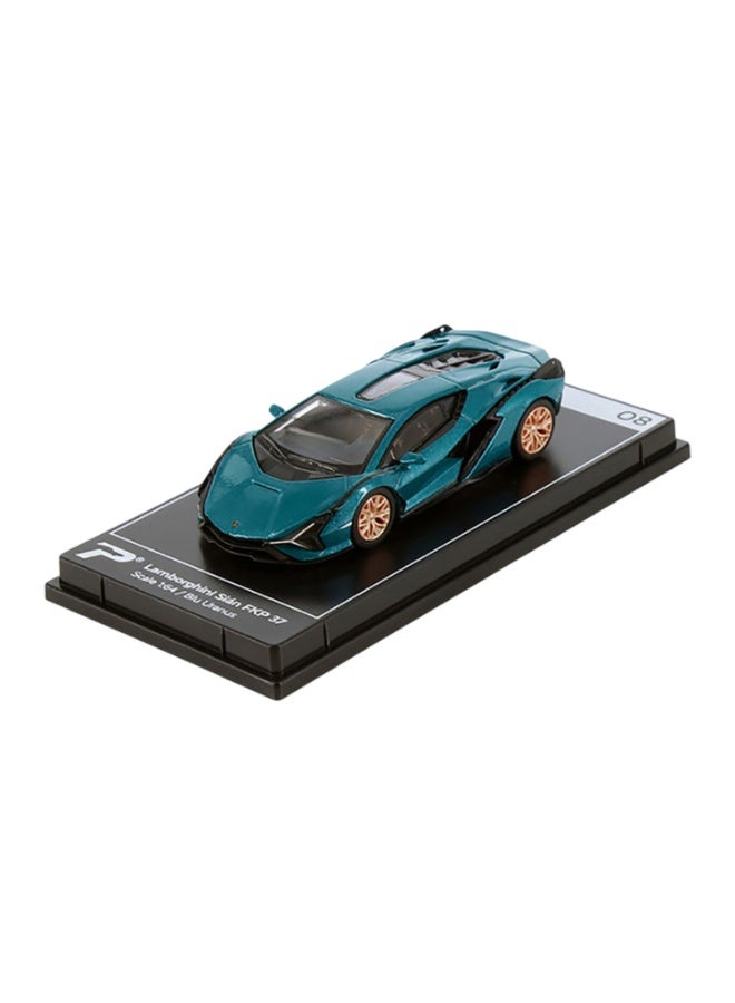 PosterCars 1:64 Scale Lamborghini Sián FKP 37 Blu Uranus Hypercar – League Collection No. 8 Diecast Model Car - Image 1