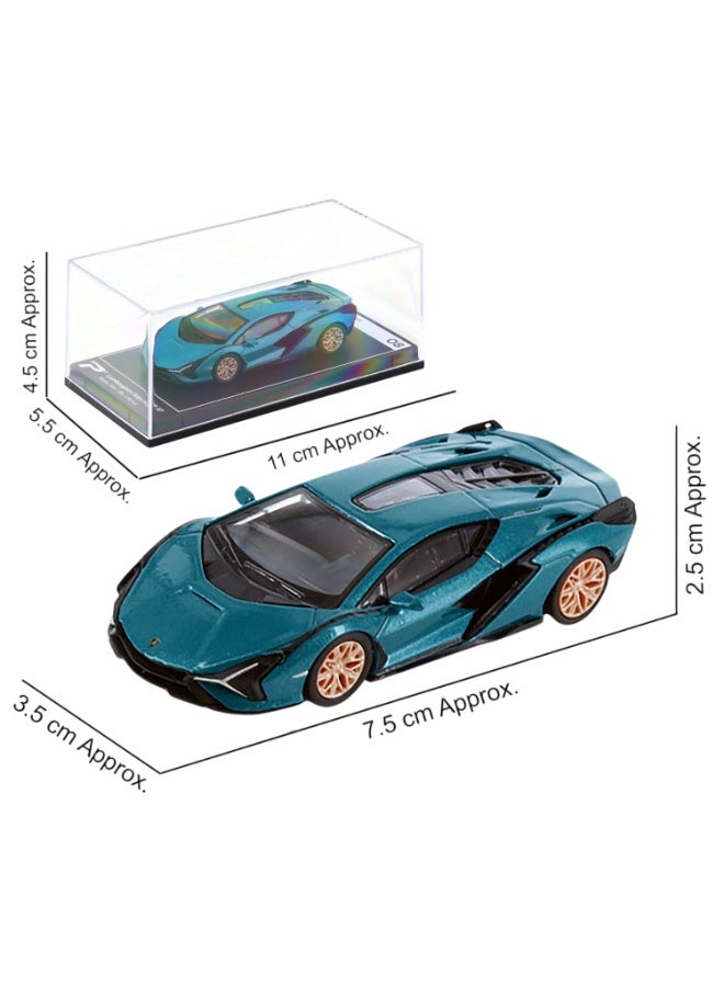 PosterCars 1:64 Scale Lamborghini Sián FKP 37 Blu Uranus Hypercar – League Collection No. 8 Diecast Model Car - Image 4