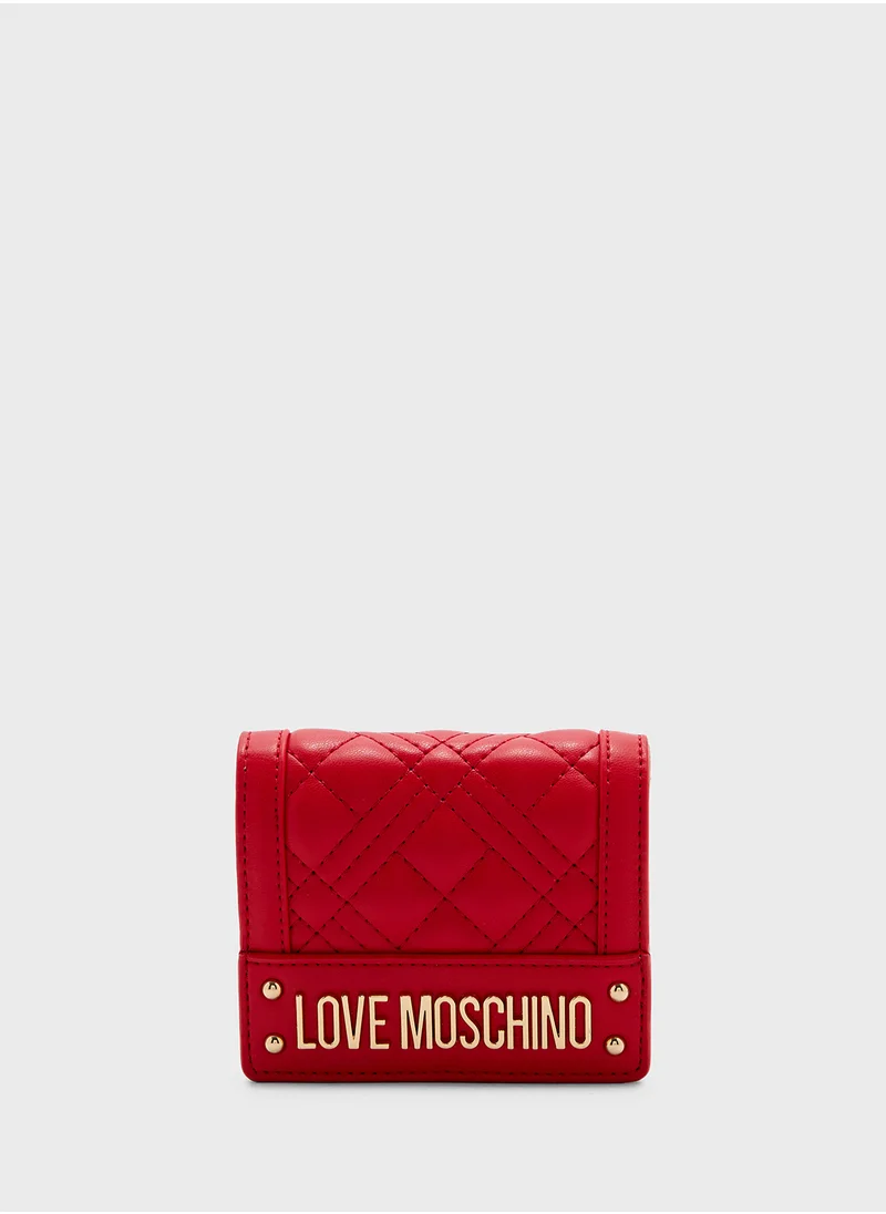 لوف موسكينو Logo Detailed Flap Over Wallet