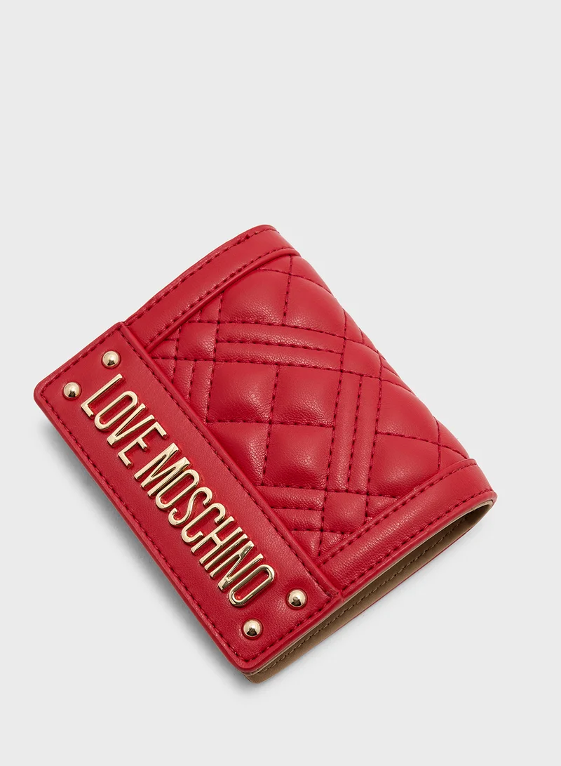 لوف موسكينو Logo Detailed Flap Over Wallet