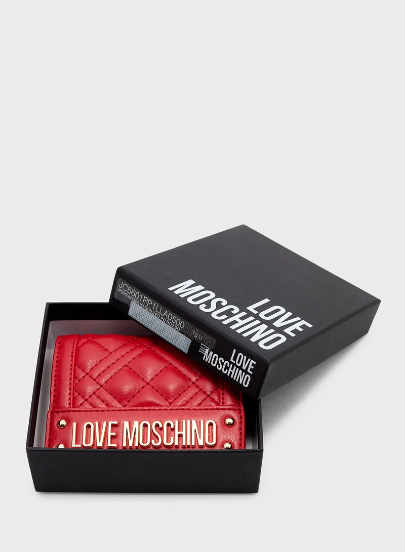 لوف موسكينو Logo Detailed Flap Over Wallet