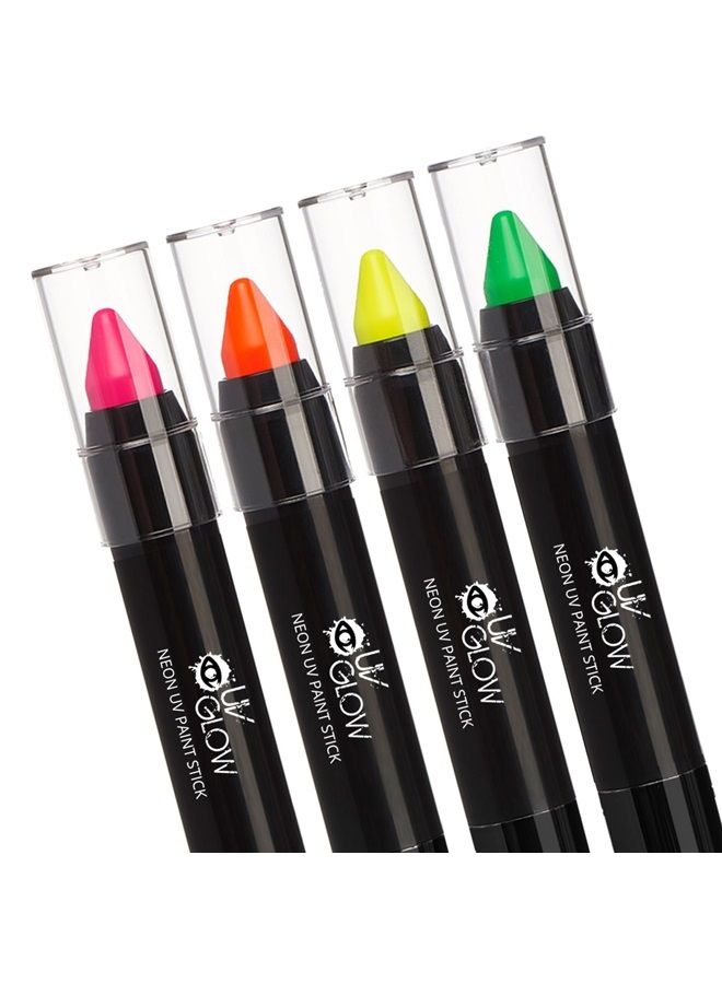 UV Glow Neon UV Paint Stick/Face & Body Crayon - Genuine and original UV Glow product - glows brightly under Blacklights! (Set of 4) - Image 1