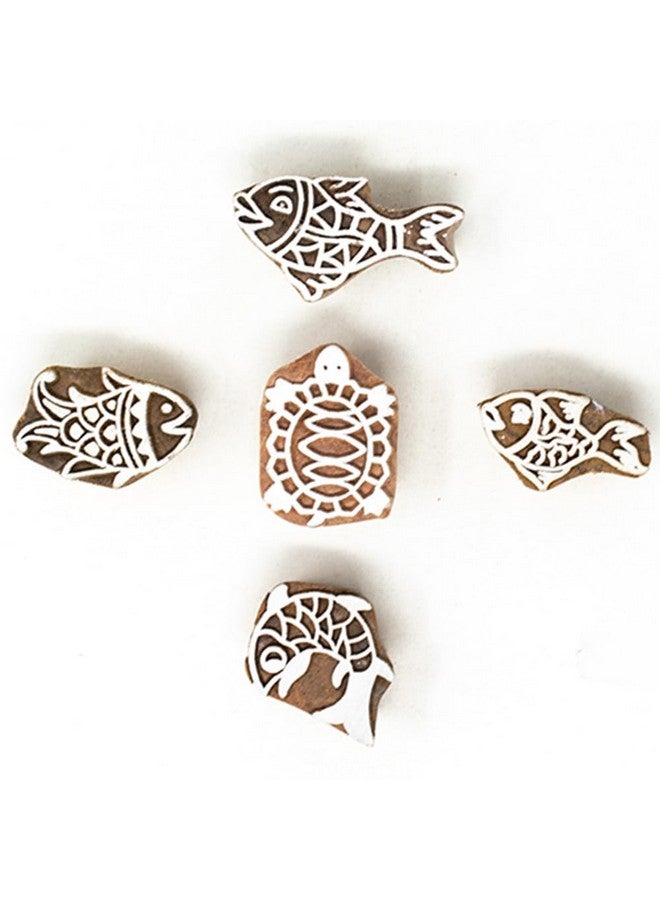 Hashcart | Set of 5 | Wooden Handcarved Blocks for Printing Saree Border/Scrapbook/DIY Fabric Textile Paper/Clay/Pottery - Image 2