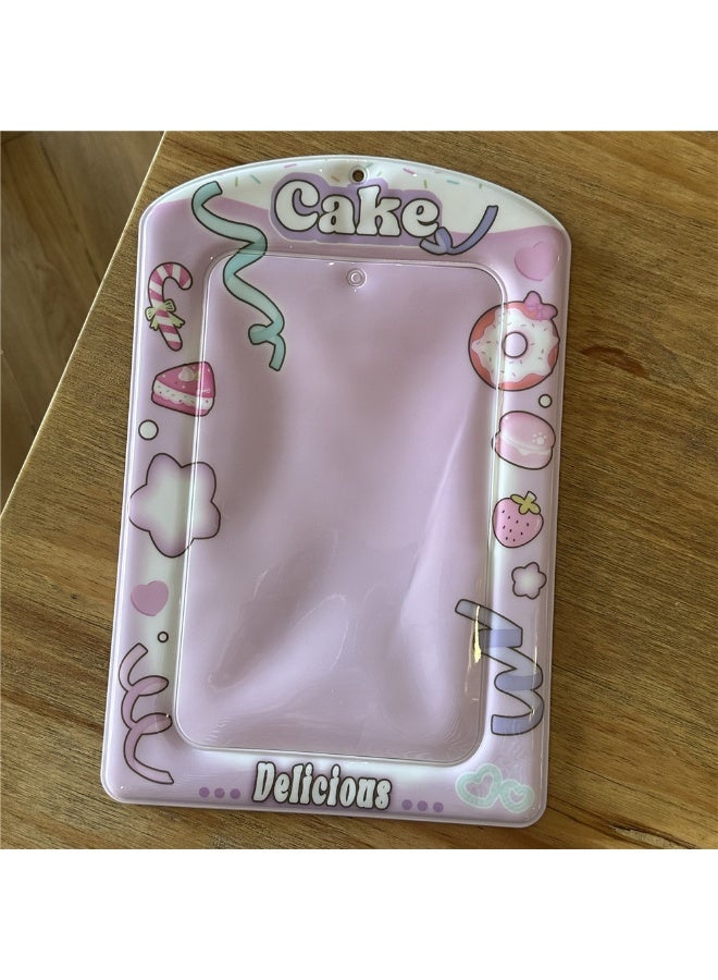 NIBEMINENT 1 - Piece Delicious Cake Kpop Photo Card Holder Pendant Key Chain ID Badge Holder ID Card Holder Photo Card Protector for School ID Office ID Access Card for Women Girls - Image 1