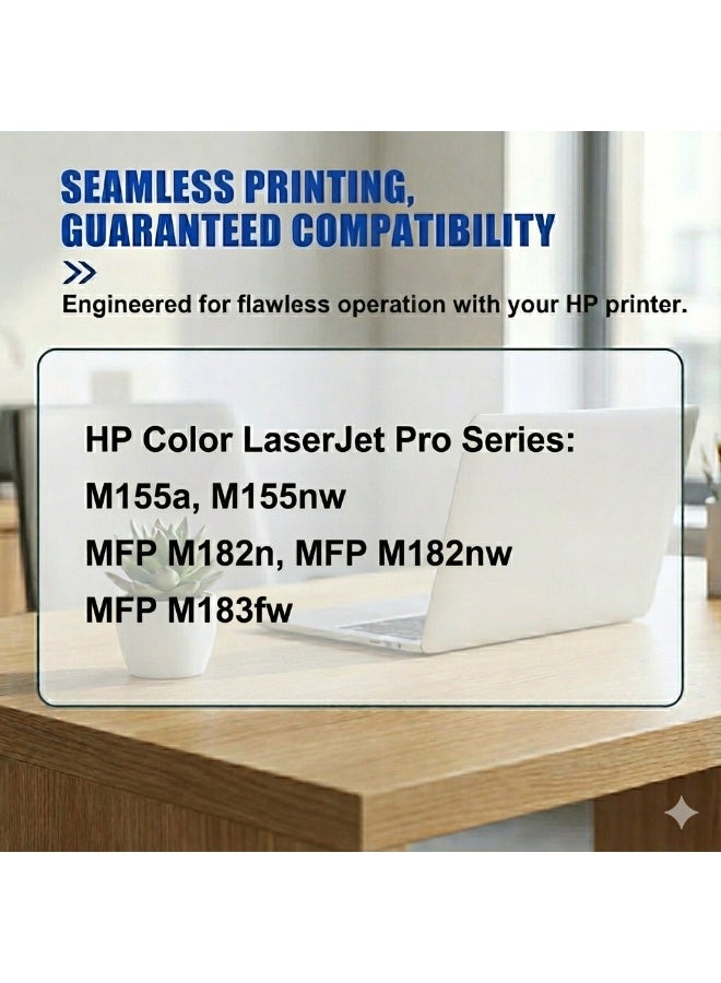 عبوة من 4 خراطيش حبر متوافقة مع HP 216A W2410A W2411A W2412A W2413A لطابعة HP Color LaserJet Pro MFP M182n M182nw M183fw (مع شريحة) - إصدار الشرق الأوسط - Image 2