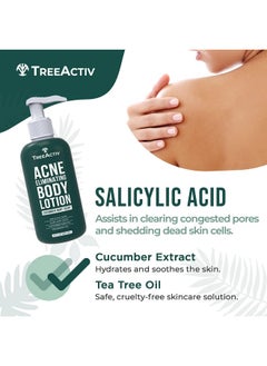 TreeActiv TreeActiv Acne Eliminating Body Lotion, 8 fl oz, Salicylic Acid Lotion, Salicylic Acid Body Acne Treatment, Back Acne Treatment Cream for Women and Men, Acne Lotion for Body, Zit Cream with 2000+ Uses  - Image 3