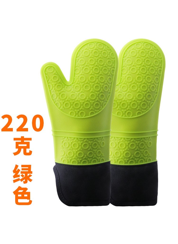 Silicone Oven Mitts Heat Resistant Kitchen Gloves 220g-Green
