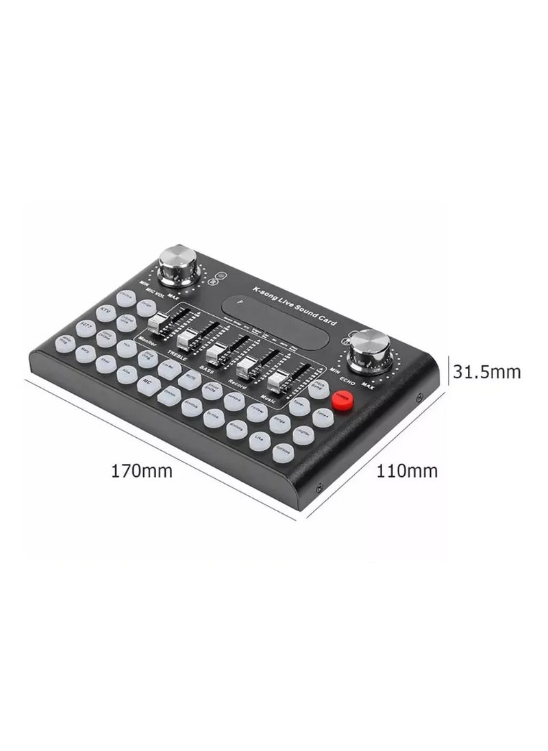 Generic Live Sound Card External Mixer F9 Universal Broadcast Voice Changer With 18 Sound Effects For Phone Laptop Computer Black  - Image 5