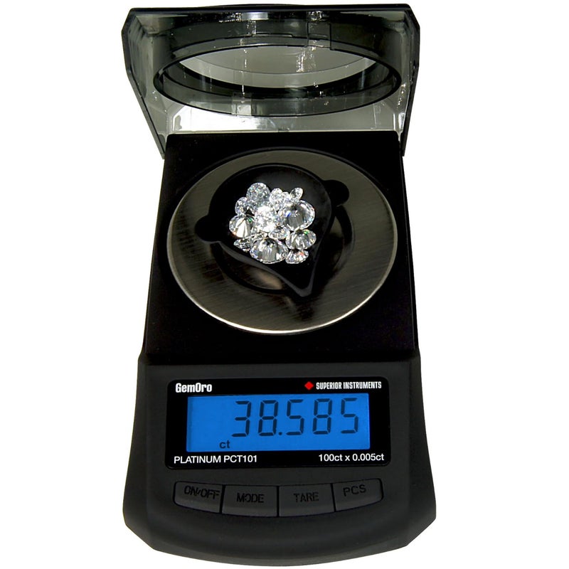 GemOro Platinum PCT101 Mini Carat Scale Precise Jewelers Premium Class Weigh Gemstones Diamonds Digital Precision Tool Expert Professional Reading Accuracy 100ct x 0005ct Readability Black